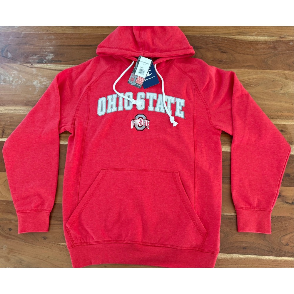 Champion Ohio State Buckeyes Hoodie Red Heathered CBMFF4QCOS Mens Small NWT